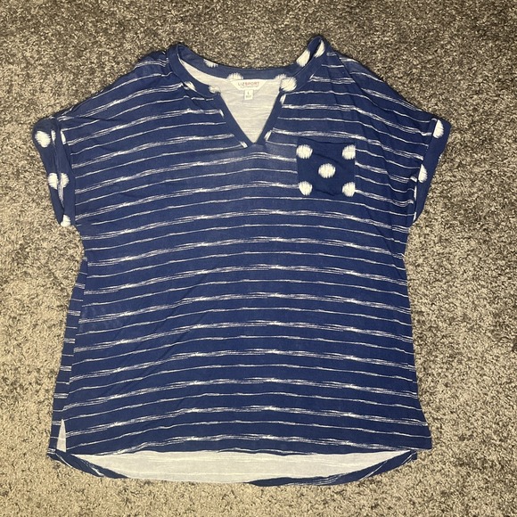 Liz Claiborne Tops - Blue And‎ White Live Sport By Liz Claiborne V-Neck T-Shirt Size Large
